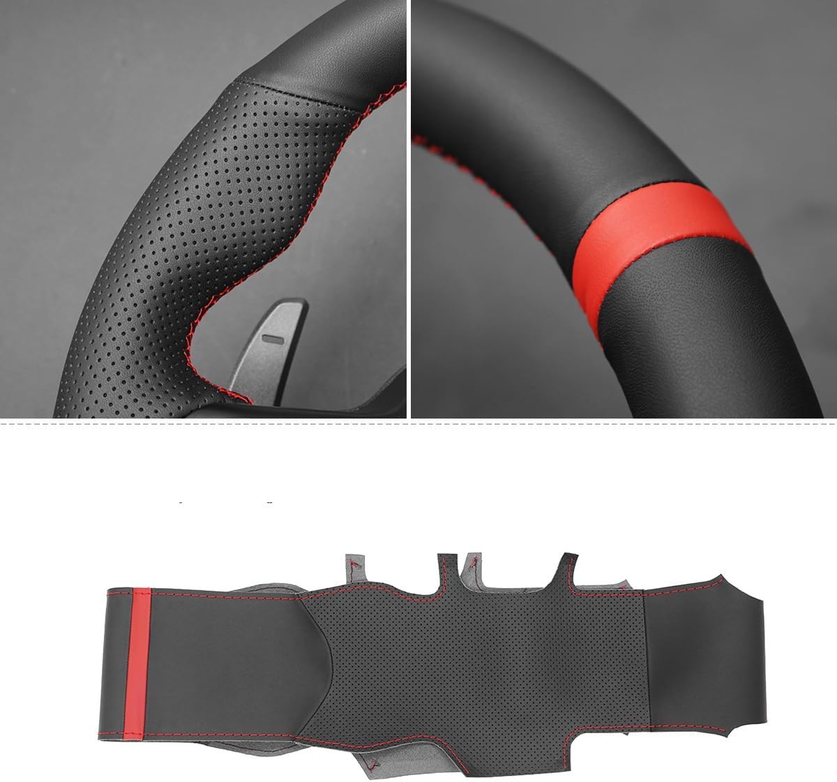 Loncky® Custom Hand Stitched Car OEM Leather Steering Wheel Cover for Ford F-150 F150 Raptor 2021 2022 2023 2024 2025 Interior Accessories