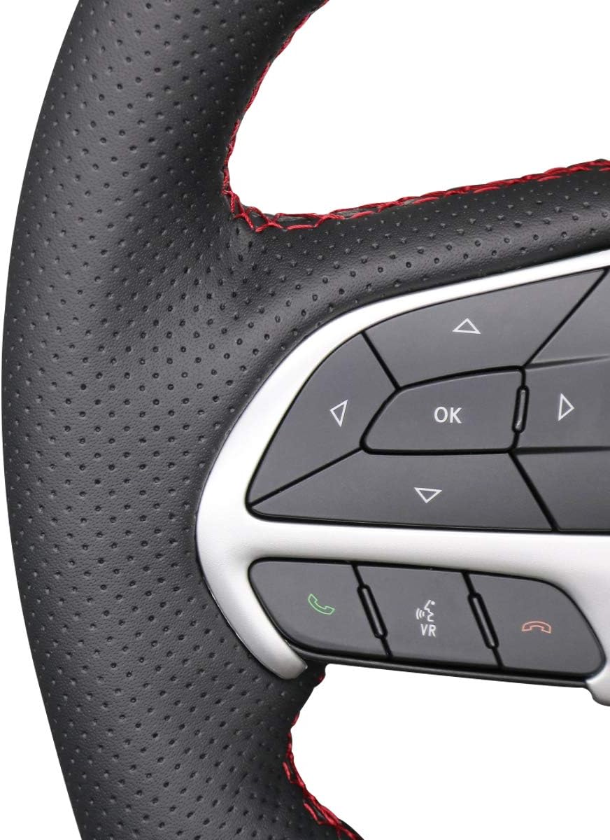 Loncky® Custom Hand Stitched Car OEM Leather Steering Wheel Cover for Dodge SRT Challenger Charger Durango 2015-2023 Interior Accessories