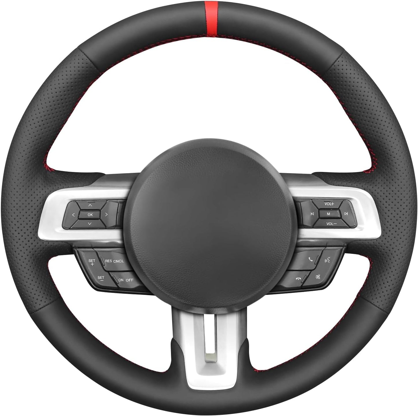 Loncky® Custom Hand Stitched Car OEM Leather Steering Wheel Cover for Ford Mustang GT Ecoboost 2015-2023 Interior Accessories