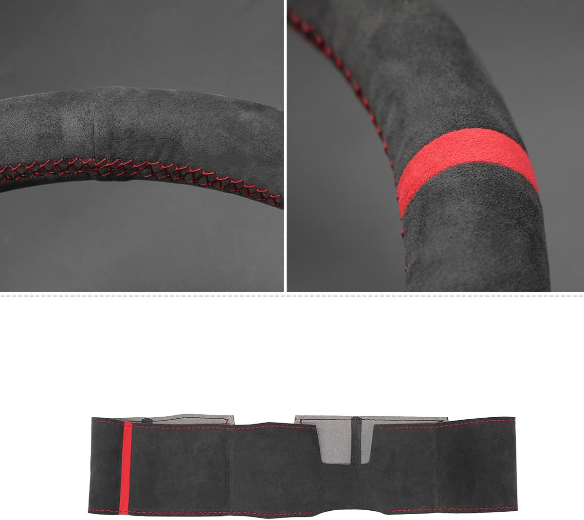 Loncky® Custom Hand Stitched Car OEM Leather Steering Wheel Cover for Ford Mustang S197 2009-2014 Interior Accessories