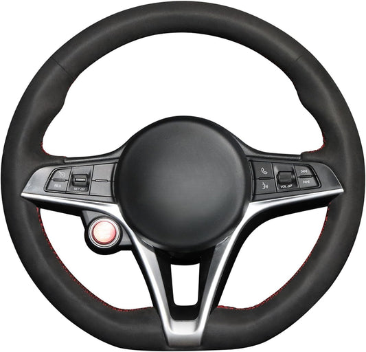 Loncky® Custom Hand Stitched Car OEM Leather Steering Wheel Cover for Alfa Romeo Giulia 2017-2019 / Stelvio 2018-2020 Interior Accessories