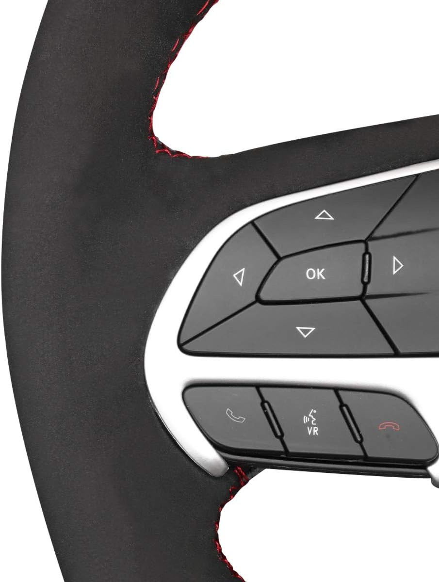 Loncky® Custom Hand Stitched Car OEM Leather Steering Wheel Cover for Dodge SRT Challenger Charger Durango 2015-2023 Interior Accessories