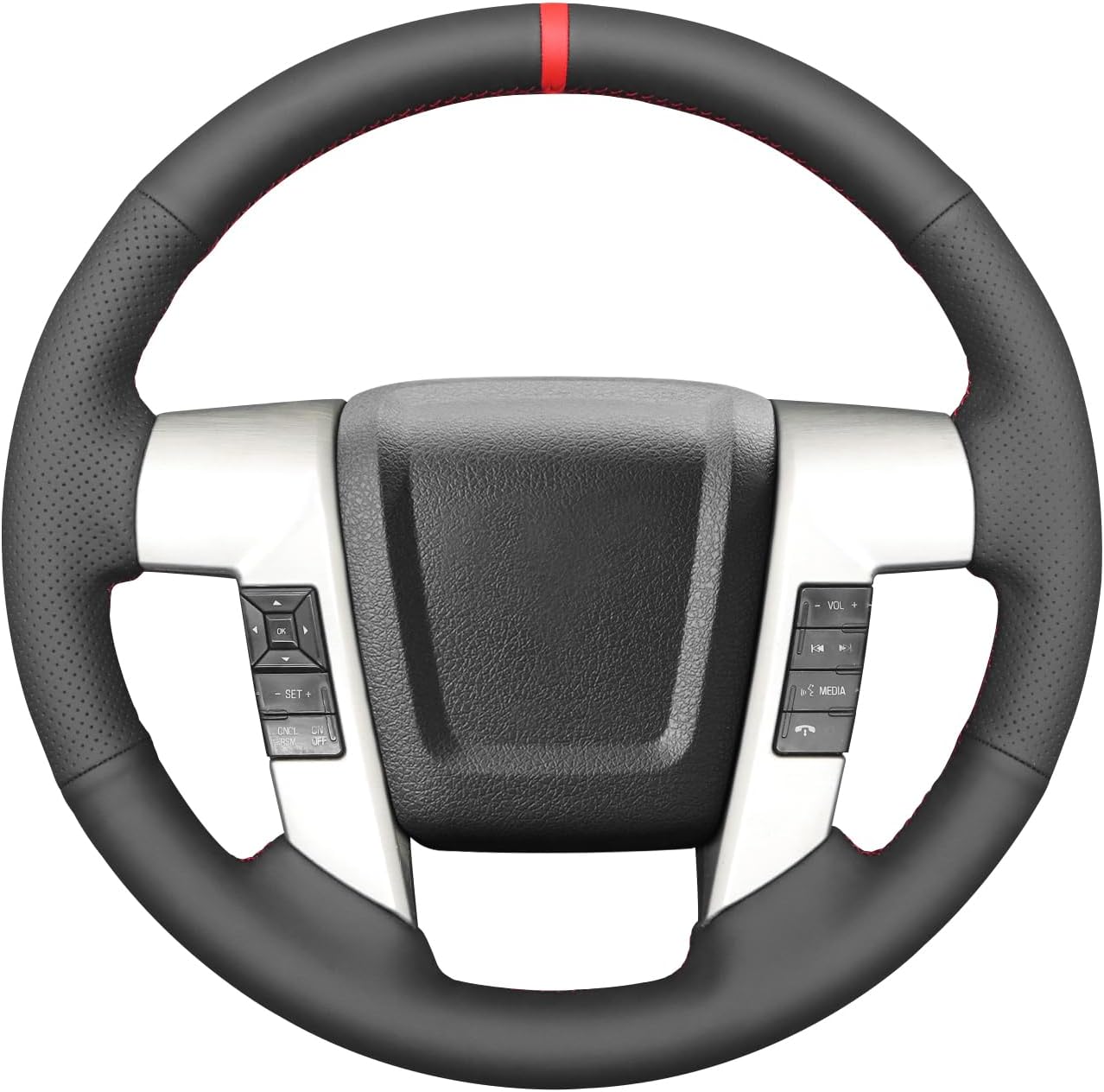 Loncky® Custom Hand Stitched Car OEM Leather Steering Wheel Cover for Ford F-150 2009-2014 Interior Accessories