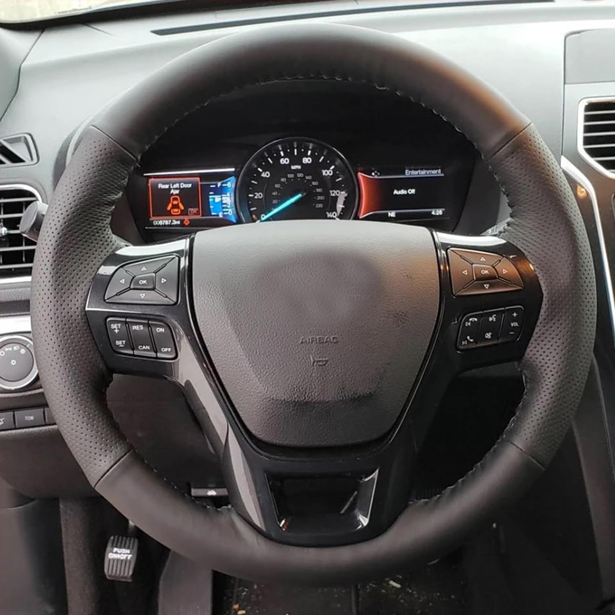 Loncky® Custom Hand Stitched Car OEM Leather Steering Wheel Cover for Ford Explorer 2016-2019 Interior Accessories