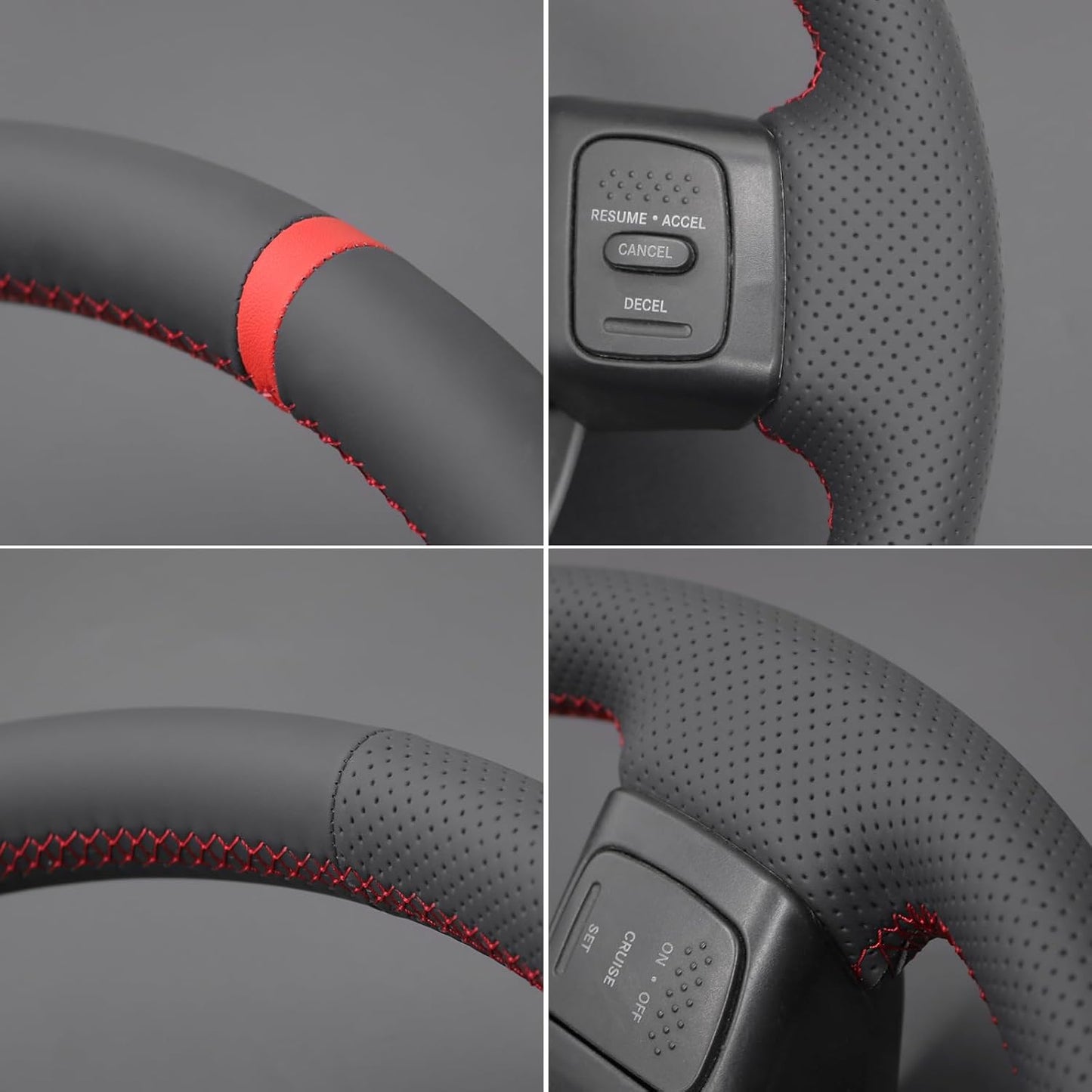 Loncky® Custom Hand Stitched Car OEM Leather Steering Wheel Cover for Dodge Ram 1500 2500 3500 2004 2005 2006 2007 2008 Interior Accessories