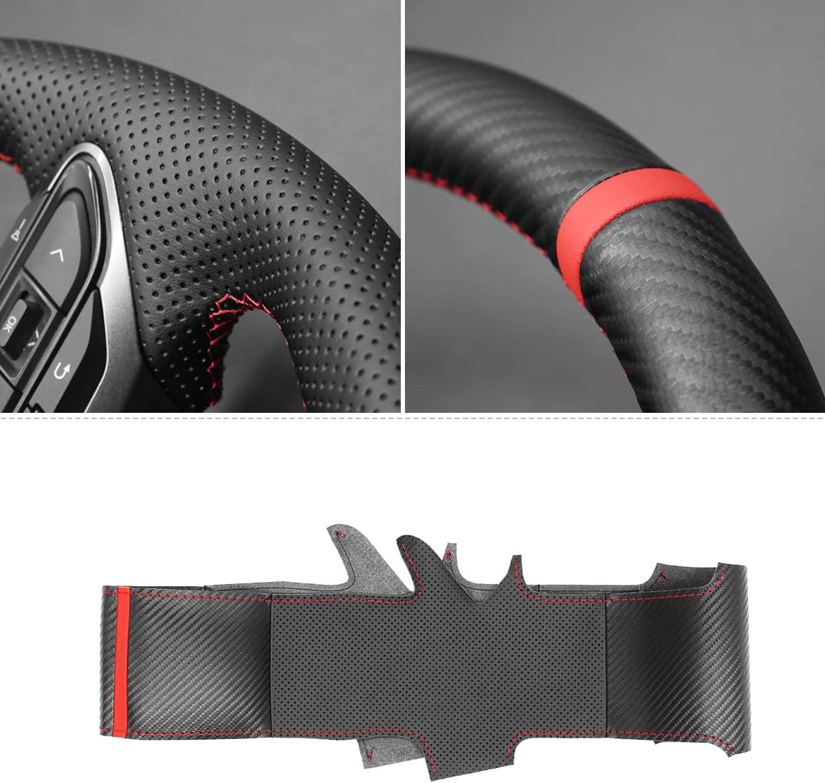 Loncky® Custom Hand Stitched Car OEM Leather Steering Wheel Cover for Toyota Yaris GR 2020 2021 2022 Interior Accessories