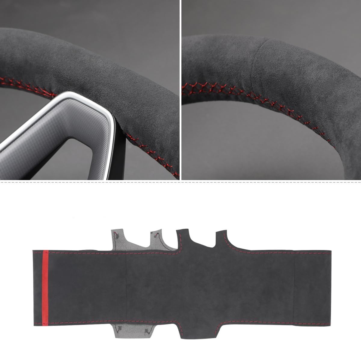Loncky® Custom Hand Stitched Car OEM Leather Steering Wheel Cover for Tesla Model 3 Highland 2024 Interior Accessories
