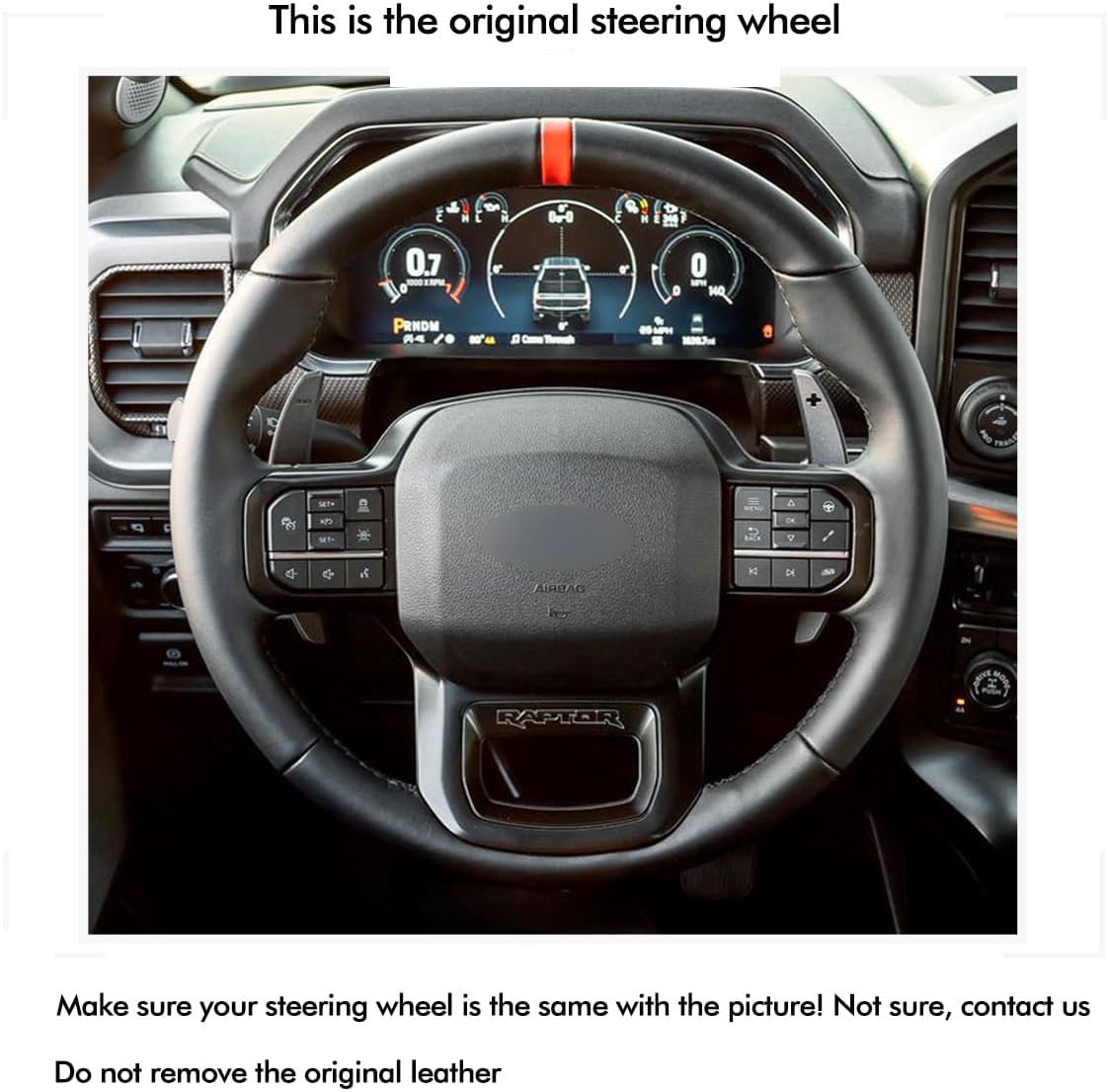 Loncky® Custom Hand Stitched Car OEM Leather Steering Wheel Cover for Ford F-150 F150 Raptor 2021 2022 2023 2024 2025 Interior Accessories