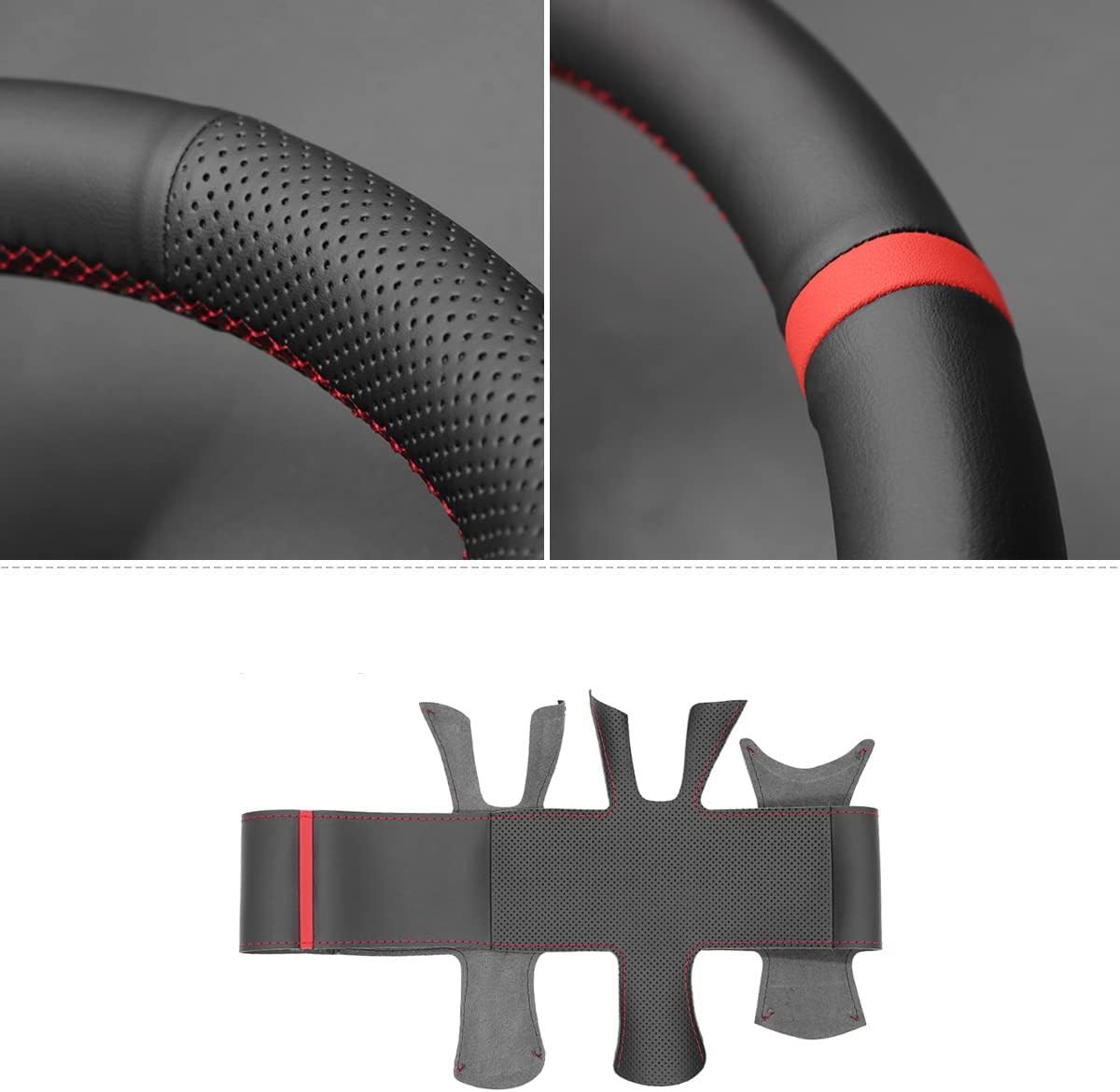 Loncky® Custom Hand Stitched Car OEM Leather Steering Wheel Cover for Alfa Romeo 147 156 2000-2010 Crosswagon 2004 2005 Interior Accessories