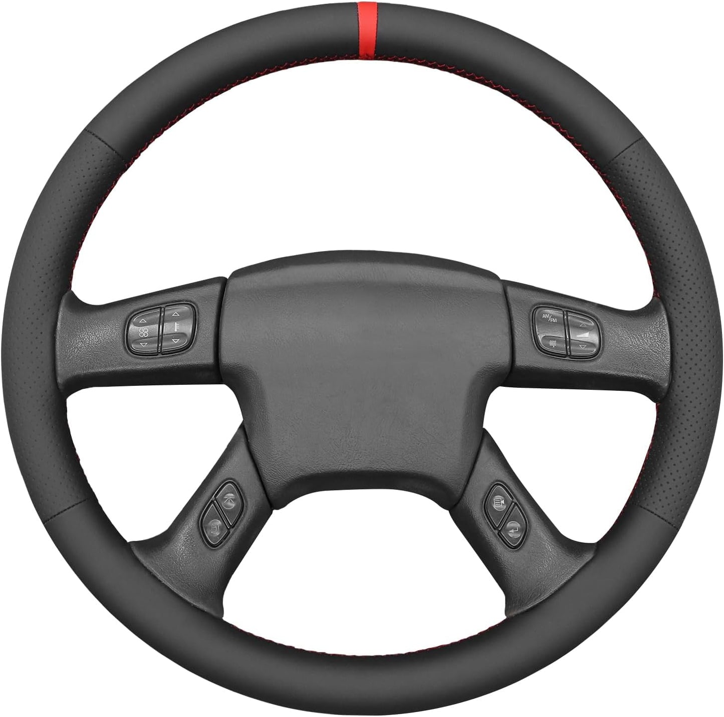 Loncky® Custom Hand Stitched Car OEM Leather Steering Wheel Cover for Chevrolet Silverado 1500/2500/ 3500 2003-2006/ Trailblazer/Silverado 1500 2500HD 3500 Classic 2007/ GMC Sierra 1500/ Envoy XL 2002-2006/ Yukon (Yukon XL)/ Envoy