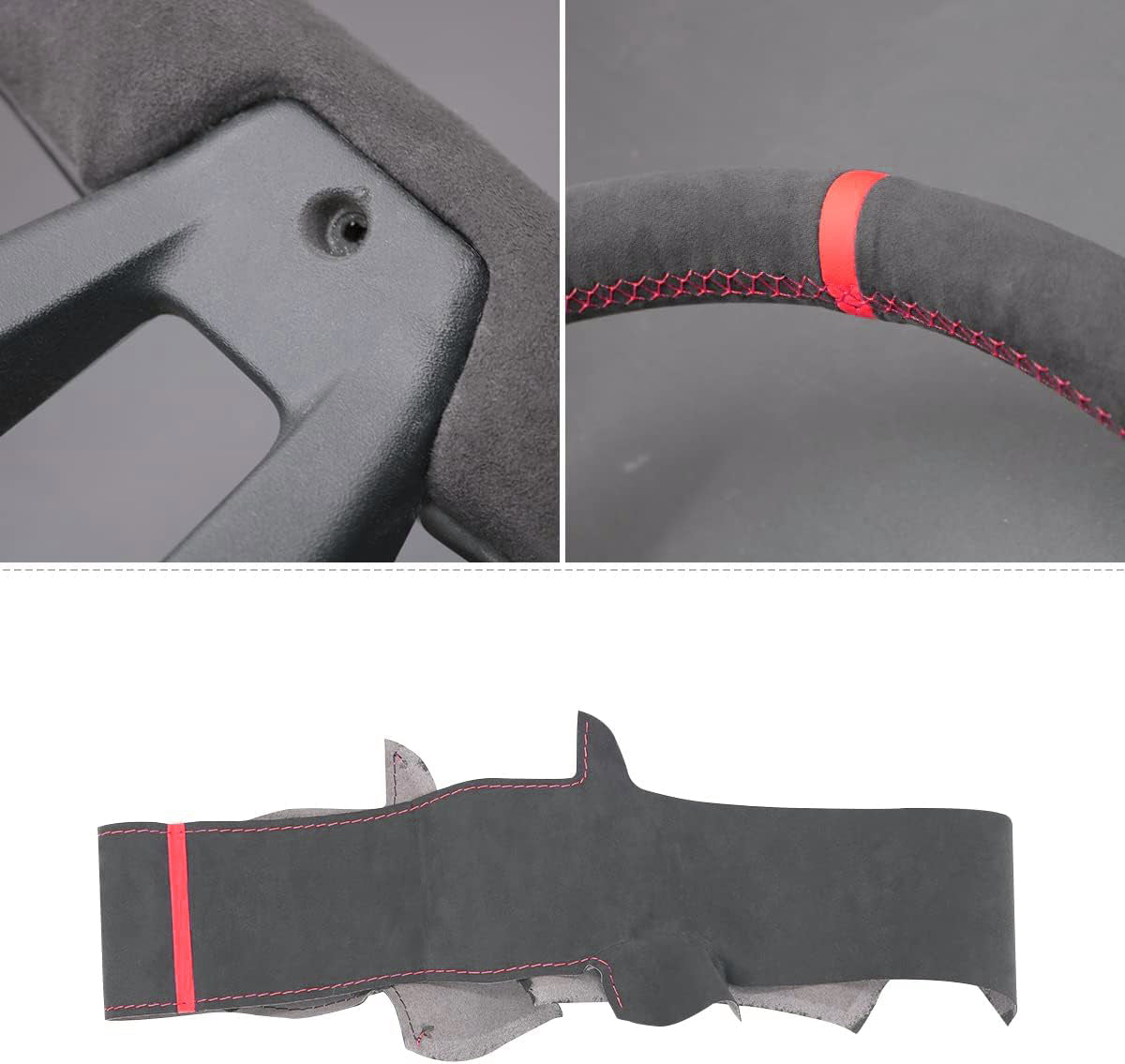 Loncky® Custom Hand Stitched Car OEM Leather Steering Wheel Cover for Alfa Romeo Giulia 2017-2019 / Stelvio 2018-2020 Interior Accessories