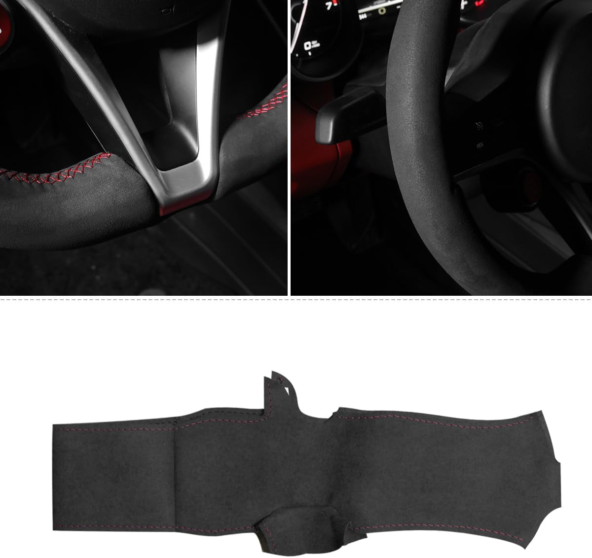 Loncky® Custom Hand Stitched Car OEM Leather Steering Wheel Cover for Alfa Romeo Giulia 2017-2019 / Stelvio 2018-2020 Interior Accessories