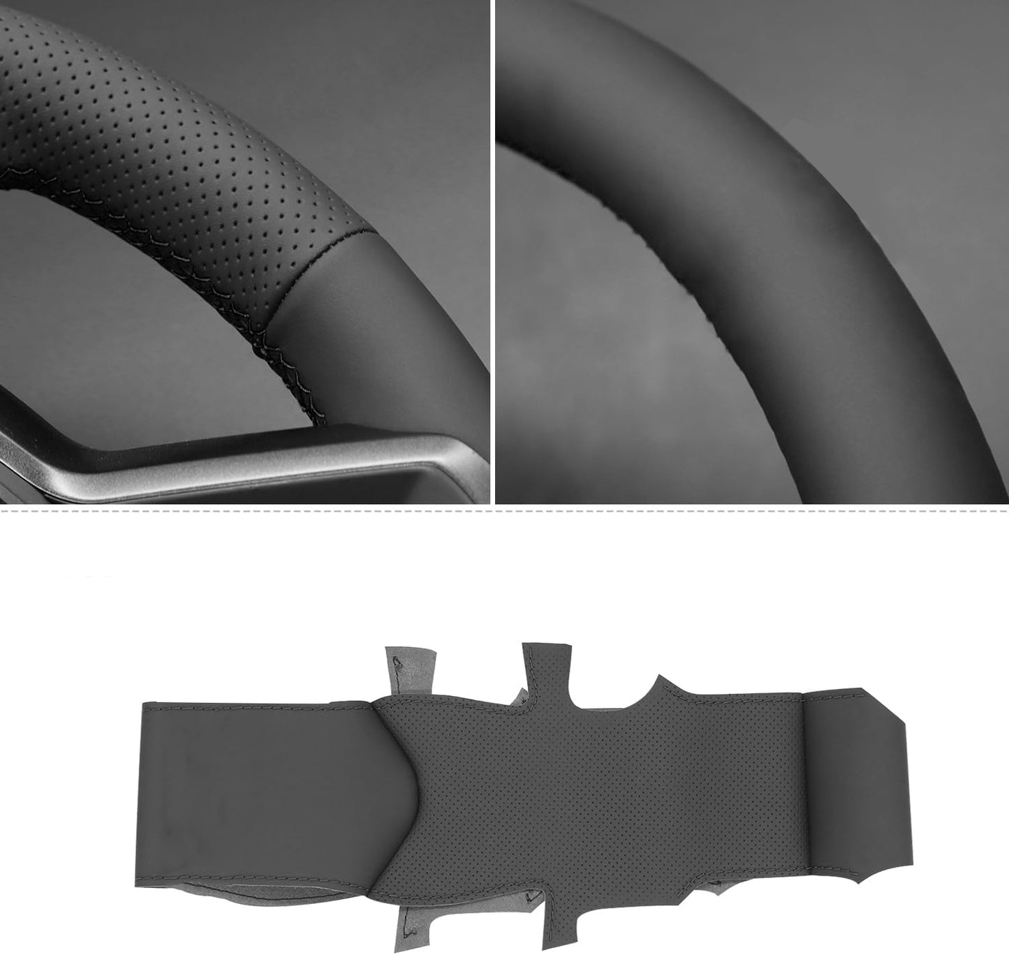 Loncky® Custom Hand Stitched Car OEM Leather Steering Wheel Cover for Ford Ranger Raptor 2022 2023 2024 Interior Accessories