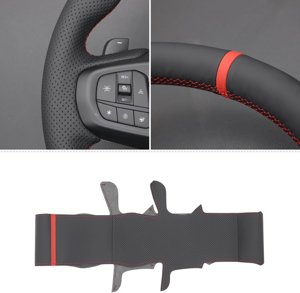 Loncky® Custom Hand Stitched Car OEM Leather Steering Wheel Cover for Ford Ranger 2022 2023 2024 Interior Accessories