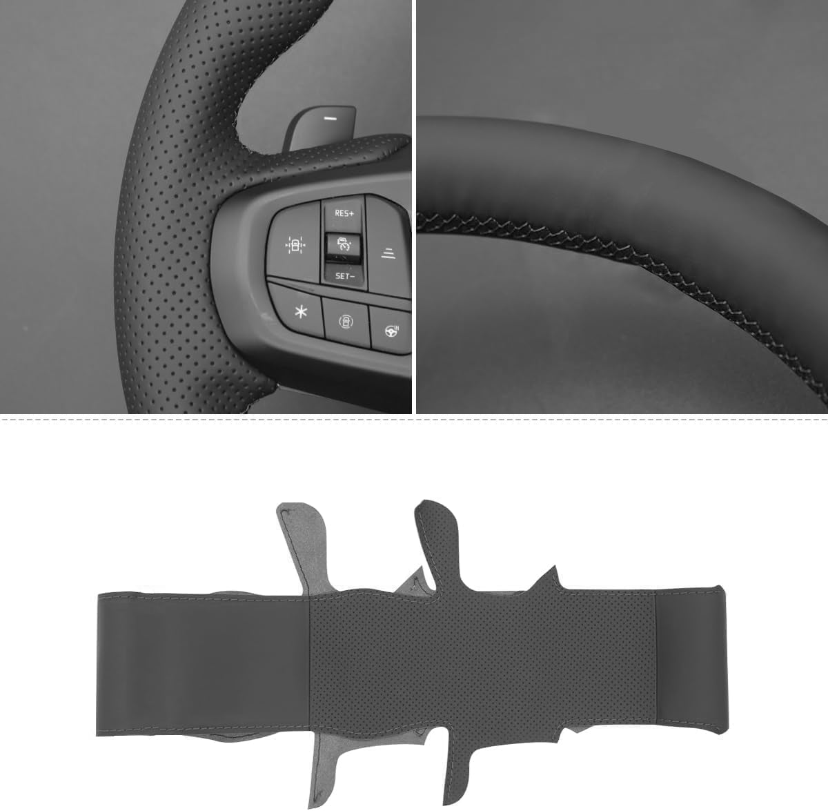 Loncky® Custom Hand Stitched Car OEM Leather Steering Wheel Cover for Ford Ranger 2022 2023 2024 Interior Accessories