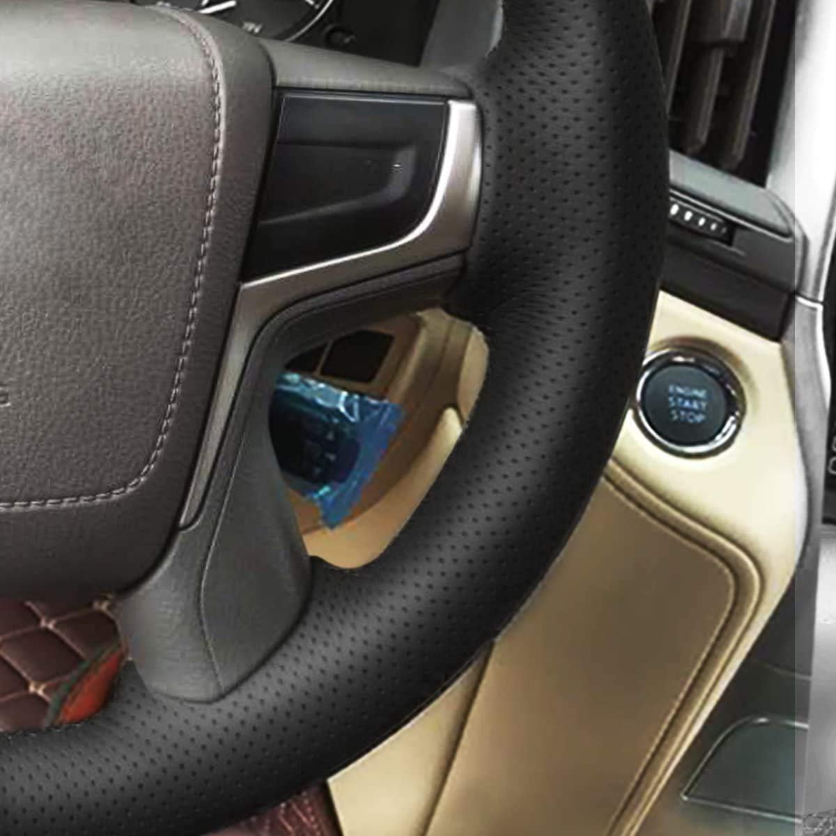 Loncky® Custom Hand Stitched Car OEM Leather Steering Wheel Cover for Toyota Land Cruiser V8 2016 2017 2018 2019 2020 2021 Toyota Land Cruiser Prado 2018 Accessories