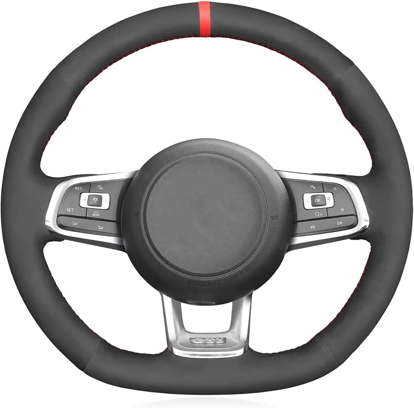 Loncky® Custom Hand Stitched OEM Leather Steering Wheel Cover for Volkswagen Jetta GLI 2015-2021 / VW Golf R 2015-2019 / VW Golf 7 MK7 Golf GTI 2015-2021 Interior Accessories