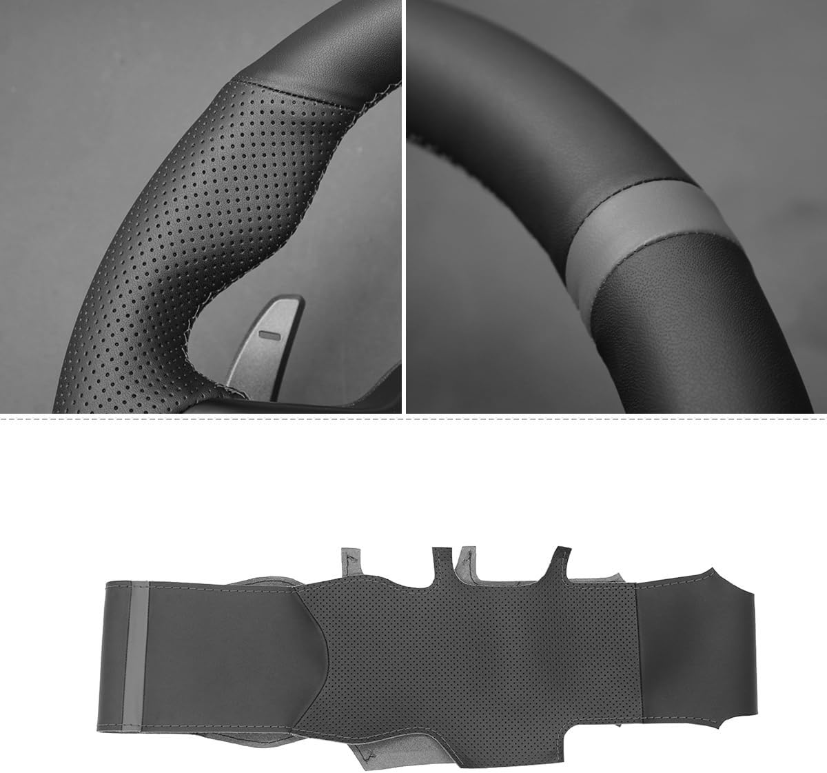 Loncky® Custom Hand Stitched Car OEM Leather Steering Wheel Cover for Ford F-150 F150 Raptor 2021 2022 2023 2024 2025 Interior Accessories