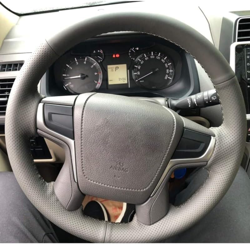 Loncky® Custom Hand Stitched Car OEM Leather Steering Wheel Cover for Toyota Land Cruiser V8 2016 2017 2018 2019 2020 2021 Toyota Land Cruiser Prado 2018 Accessories