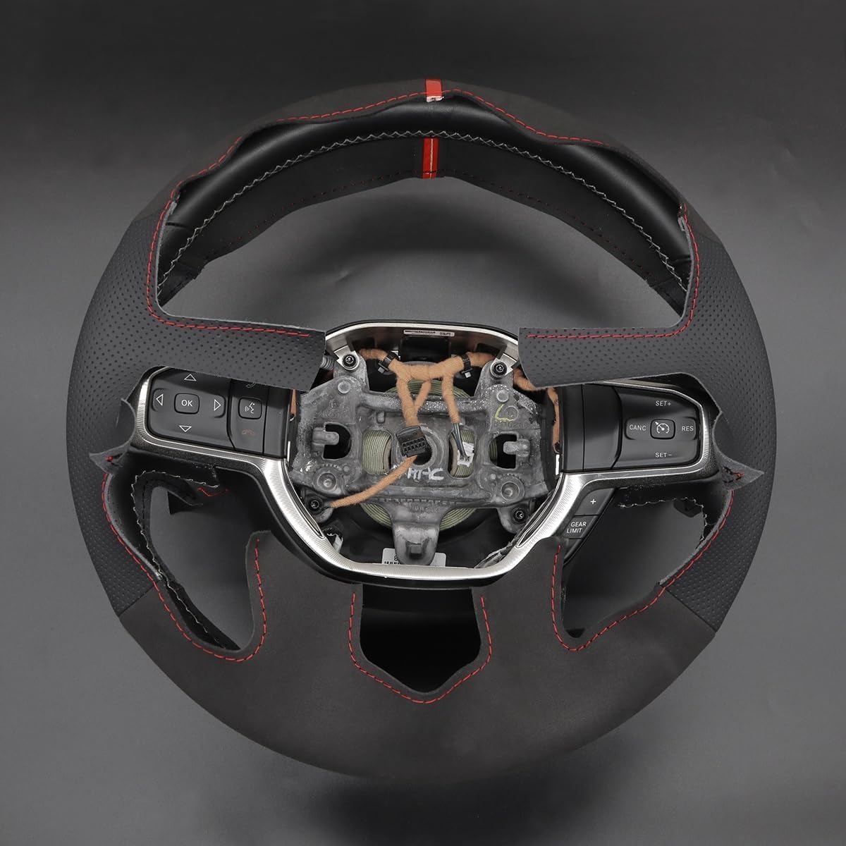 Loncky® Custom Hand Stitched Car OEM Leather Steering Wheel Cover for Dodge Ram 1500 2500 3500 4500 5500 2019-2025 Interior Accessories