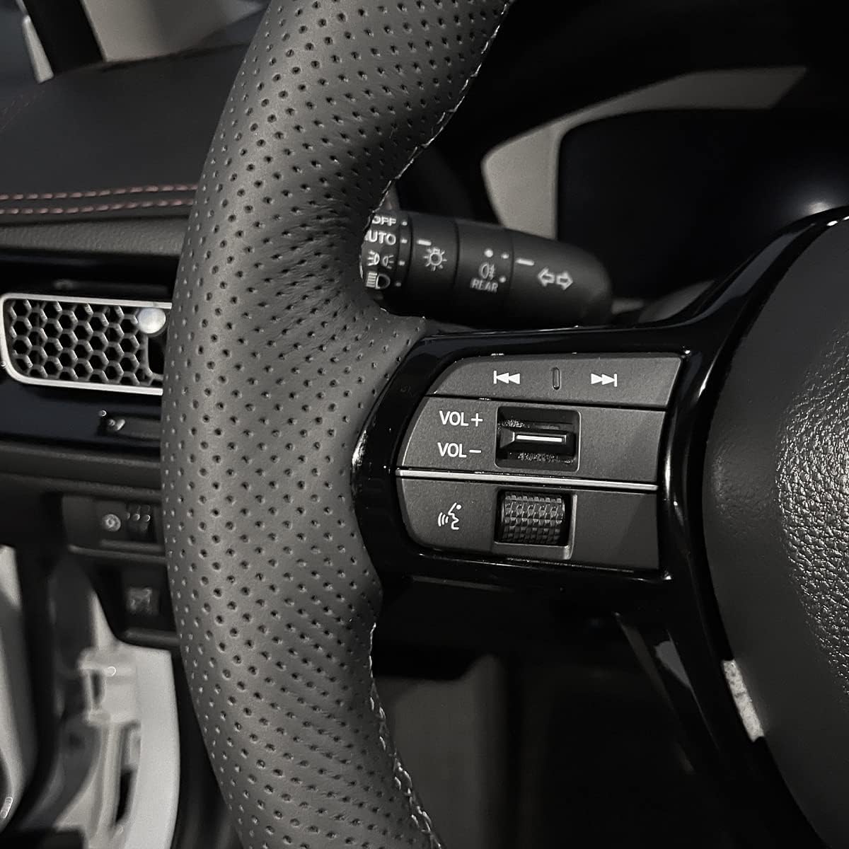 Loncky® Custom Hand Stitched OEM Leather Steering Wheel Cover for Honda Civic 2022 2023 2024 Civic Si 2022 2023 2024 Civic XI Honda Civic11 Accessories