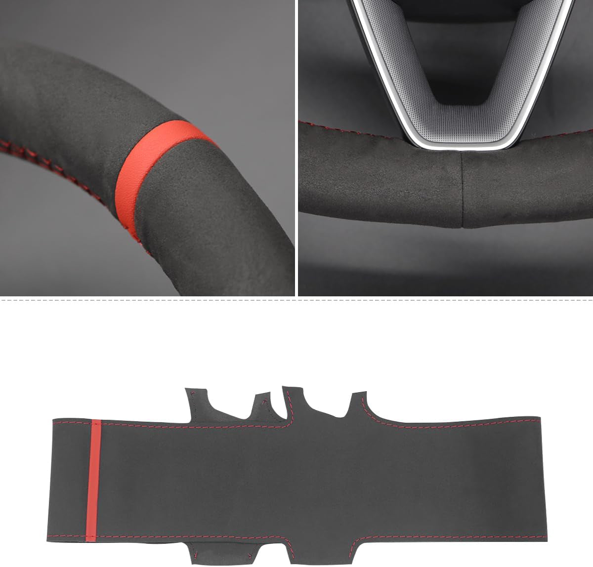 Loncky® Custom Hand Stitched Car OEM Leather Steering Wheel Cover for Tesla Model 3 Highland 2024 Interior Accessories