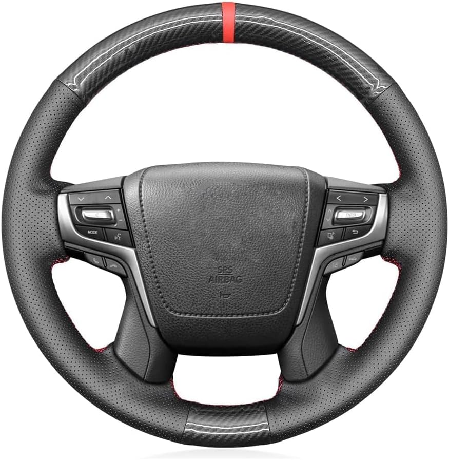 Loncky® Custom Hand Stitched Car OEM Leather Steering Wheel Cover for Toyota Land Cruiser V8 2016 2017 2018 2019 2020 2021 Toyota Land Cruiser Prado 2018 Accessories