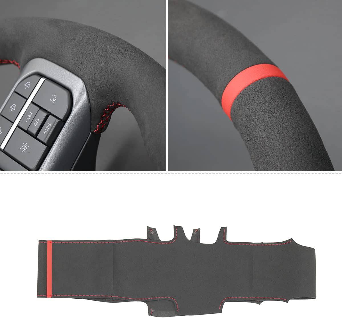 Loncky® Custom Hand Stitched OEM Leather Steering Wheel Cover for Ford F-150 2021-2024 /Ford F-250 F-350 F-450 F-55- F600 2023 2024 /Ford Expedition 2022-2024 Accessories Custom OEM Parts