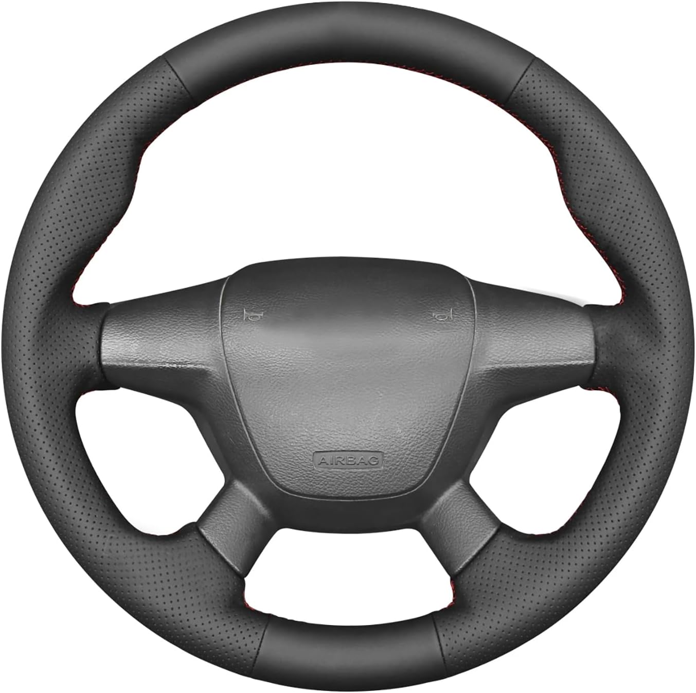 Loncky® Custom Hand Stitched OEM Leather Steering Wheel Cover for Ford Escape 2013 2014 2015 2016 / Ford Focus 2012 2013 2014 / Ford C-Max 2013 2014 2015 2016 Interior Accessories
