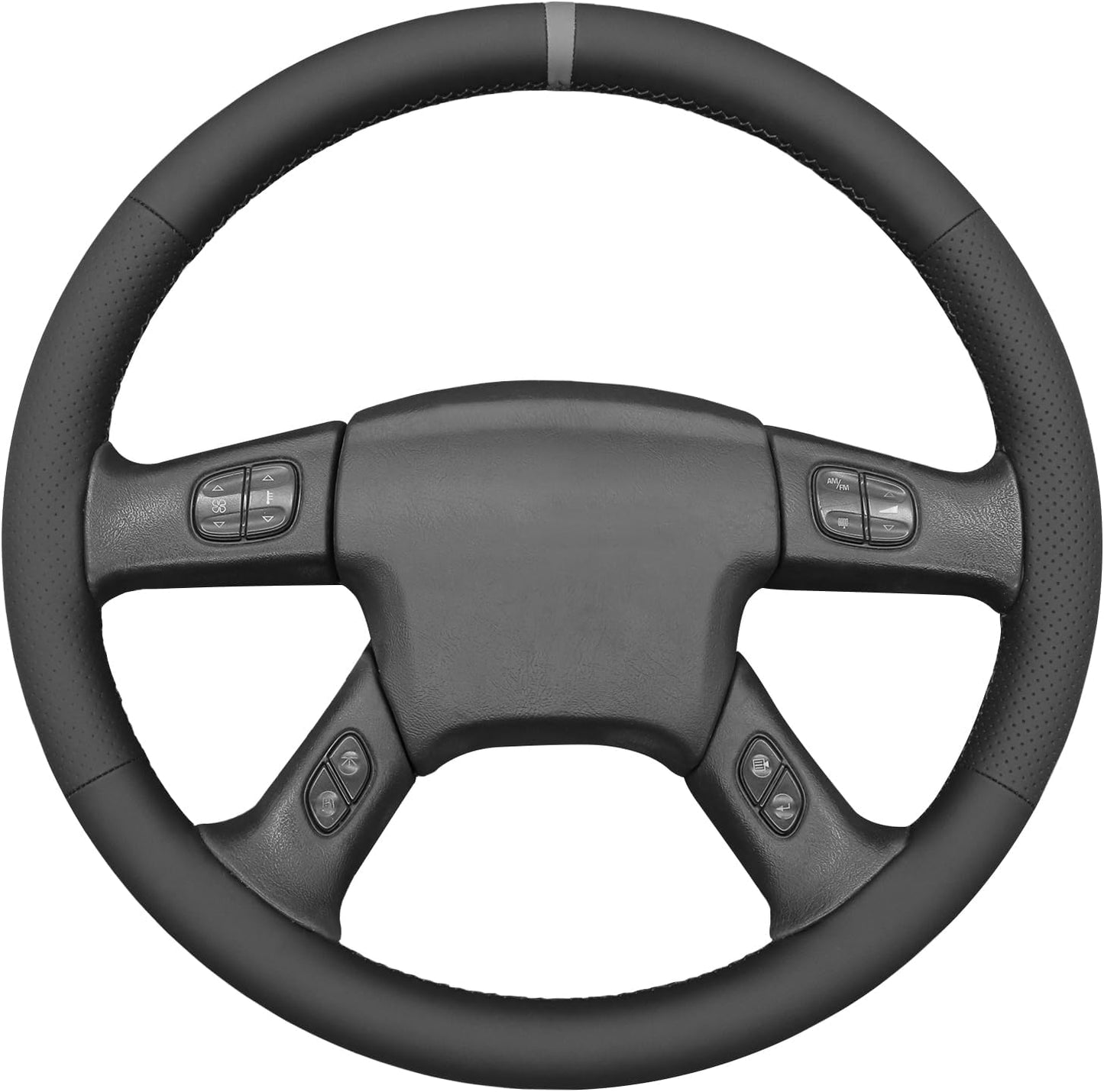 Loncky® Custom Hand Stitched Car OEM Leather Steering Wheel Cover for Chevrolet Silverado 1500/2500/ 3500 2003-2006/ Trailblazer/Silverado 1500 2500HD 3500 Classic 2007/ GMC Sierra 1500/ Envoy XL 2002-2006/ Yukon (Yukon XL)/ Envoy