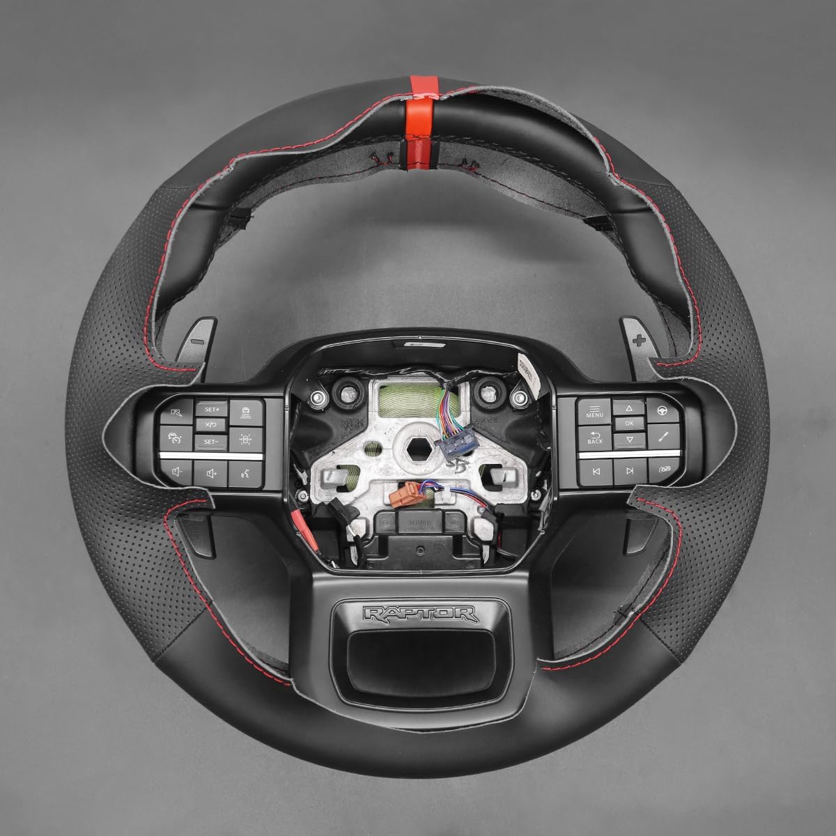 Loncky® Custom Hand Stitched Car OEM Leather Steering Wheel Cover for Ford F-150 F150 Raptor 2021 2022 2023 2024 2025 Interior Accessories