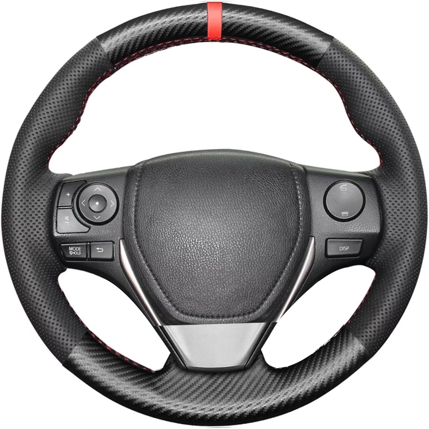 Loncky® Custom Hand Stitched OEM Leather Steering Wheel Cover for Toyota RAV4 2013-2019 / Corolla 2014-2019 / Corolla iM (US) 2017-2018 / Auris 2013-2016/ for Scion iM 2016 Interior Accessories