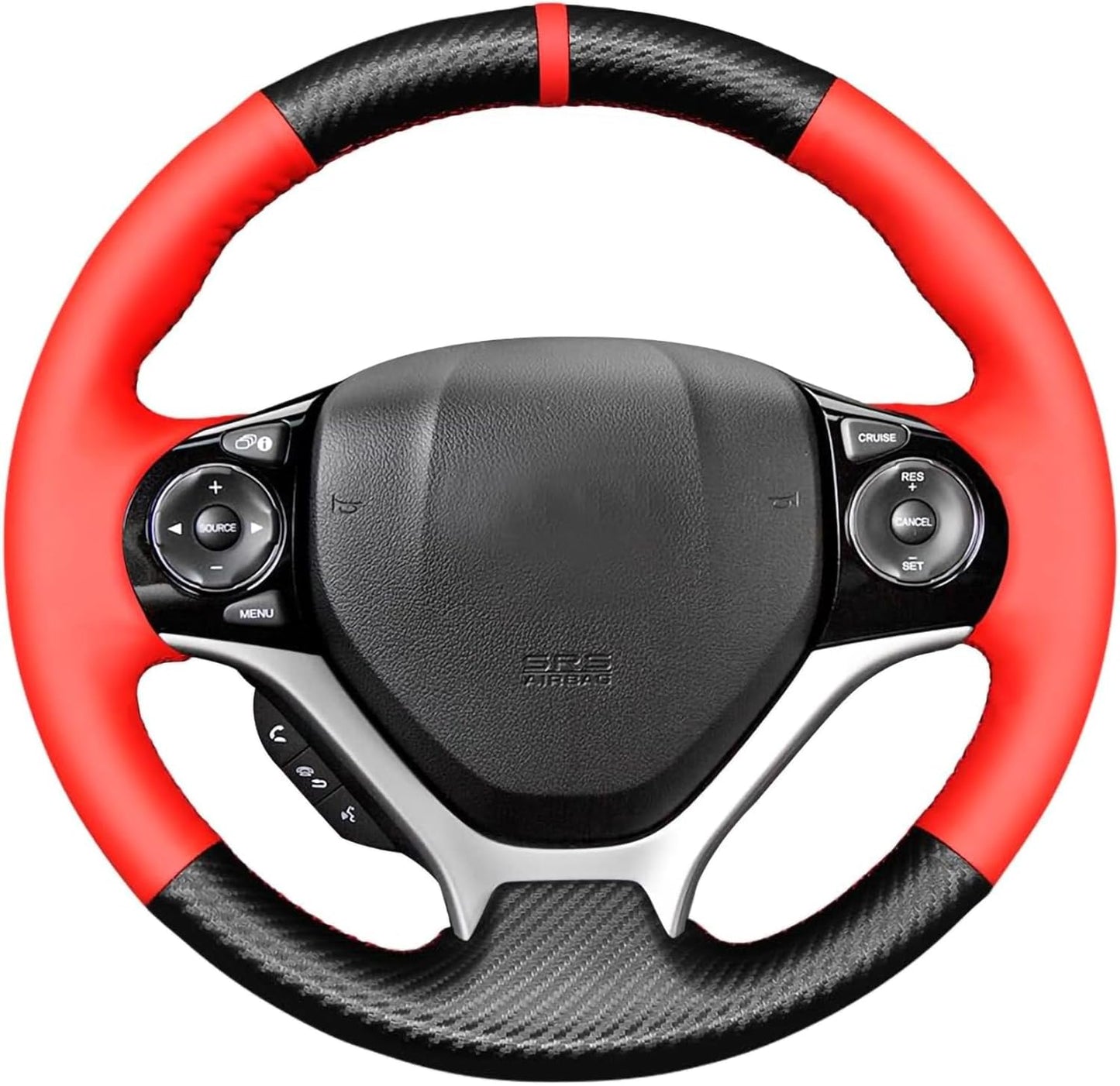 Loncky® Custom Hand Stitched OEM DIY Black Genuine Leather Steering Wheel Cover for Honda Civic 9 Civic 2012 2013 2014 2015 Interior Accessories