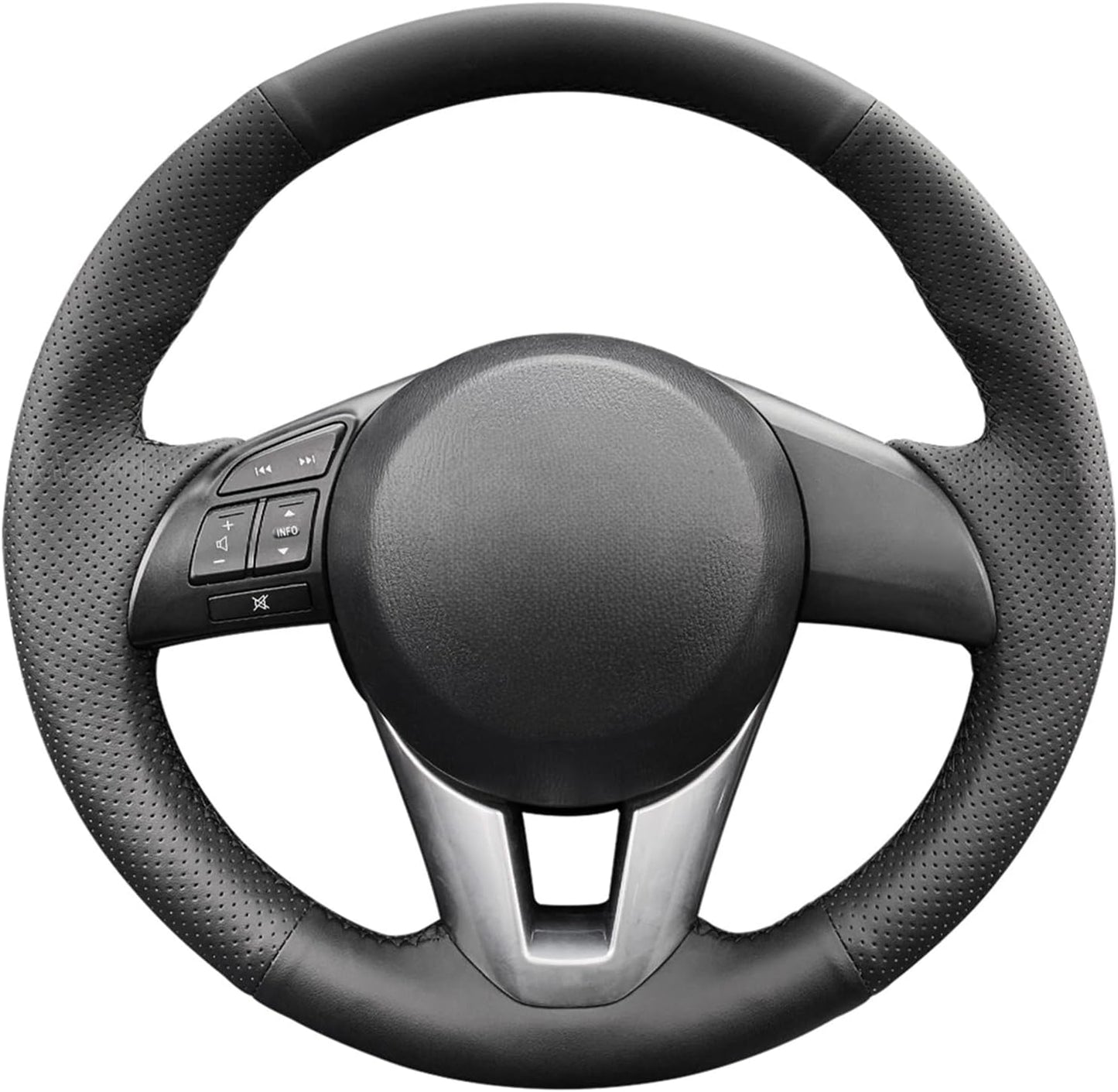 Loncky® Custom Hand Stitched Car OEM Leather Steering Wheel Cover for Mazda CX-5 2013 2014 2015 2016 / Mazda 6 2014 2015 2016 / Mazda 3 2014 2015 2016 / Mazda CX-3 2016 / Scion iA 2016 Interior Accessories