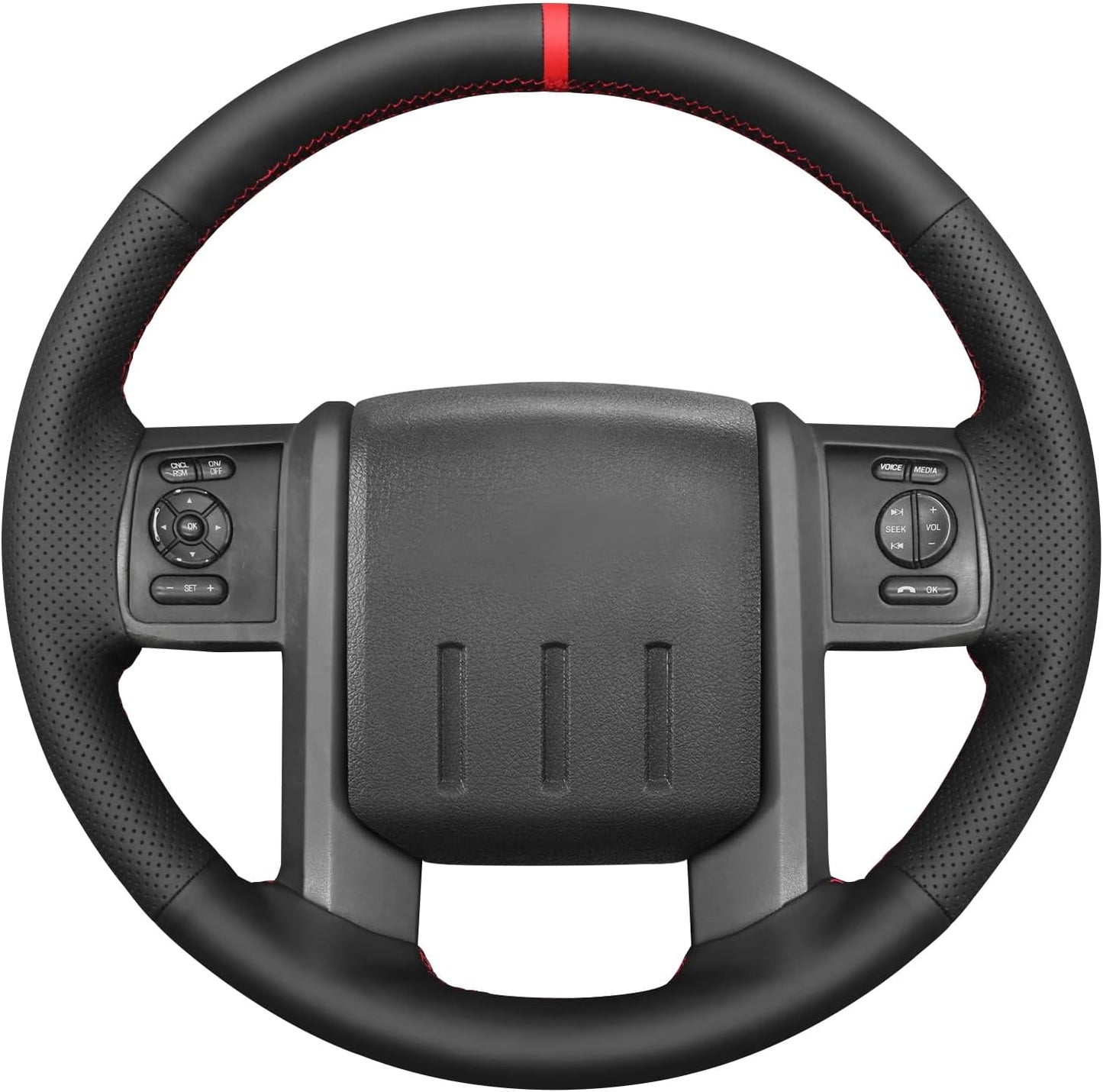 Loncky® Custom Hand Stitched Car OEM Leather Steering Wheel Cover for Ford F250 F-250 F350 F-350 F550 F-550 Lariat Expedition King Ranch Super duty 2007-2016 Interior Accessories