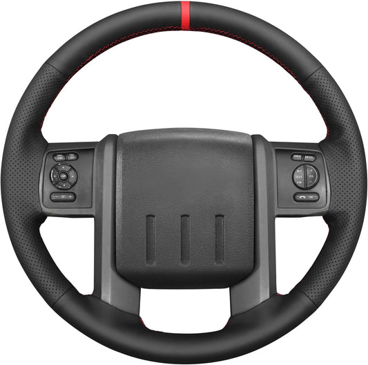Loncky® Custom Hand Stitched Car OEM Leather Steering Wheel Cover for Ford F250 F-250 F350 F-350 F550 F-550 Lariat Expedition King Ranch Super duty 2007-2016 Interior Accessories