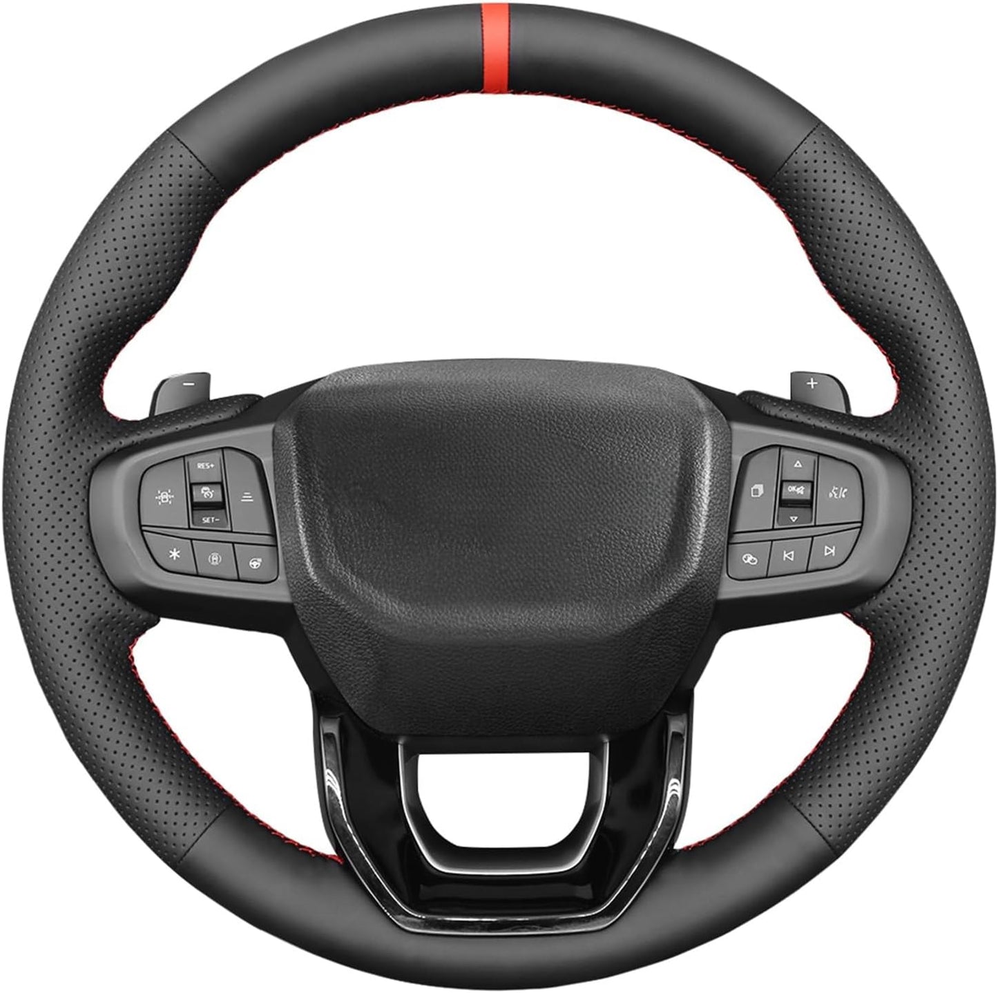 Loncky® Custom Hand Stitched Car OEM Leather Steering Wheel Cover for Ford Ranger 2022 2023 2024 Interior Accessories