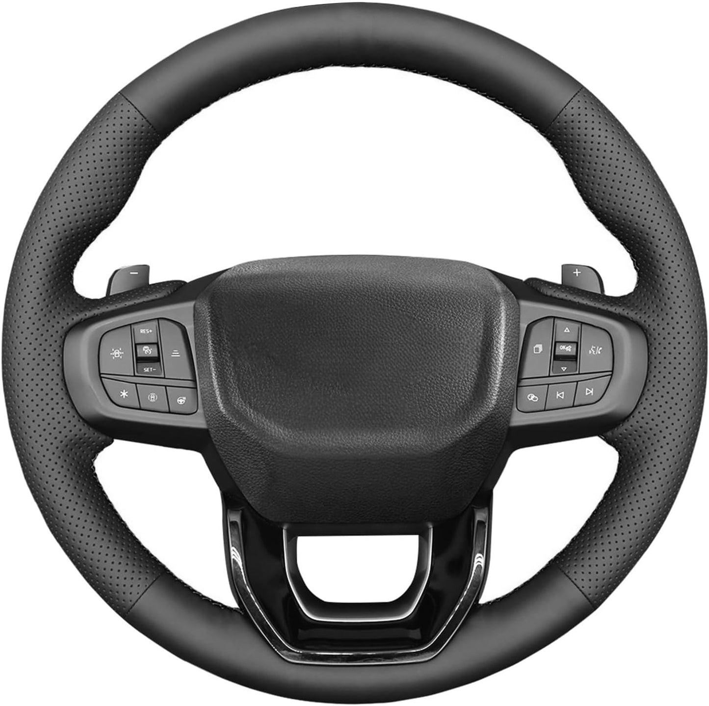 Loncky® Custom Hand Stitched Car OEM Leather Steering Wheel Cover for Ford Ranger 2022 2023 2024 Interior Accessories