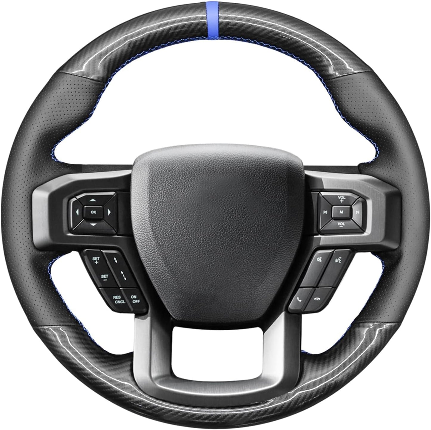 Loncky® Custom Hand Stitched Car OEM Leather Steering Wheel Cover for Ford F-150 F150 Raptor 2015-2021 Interior Accessories