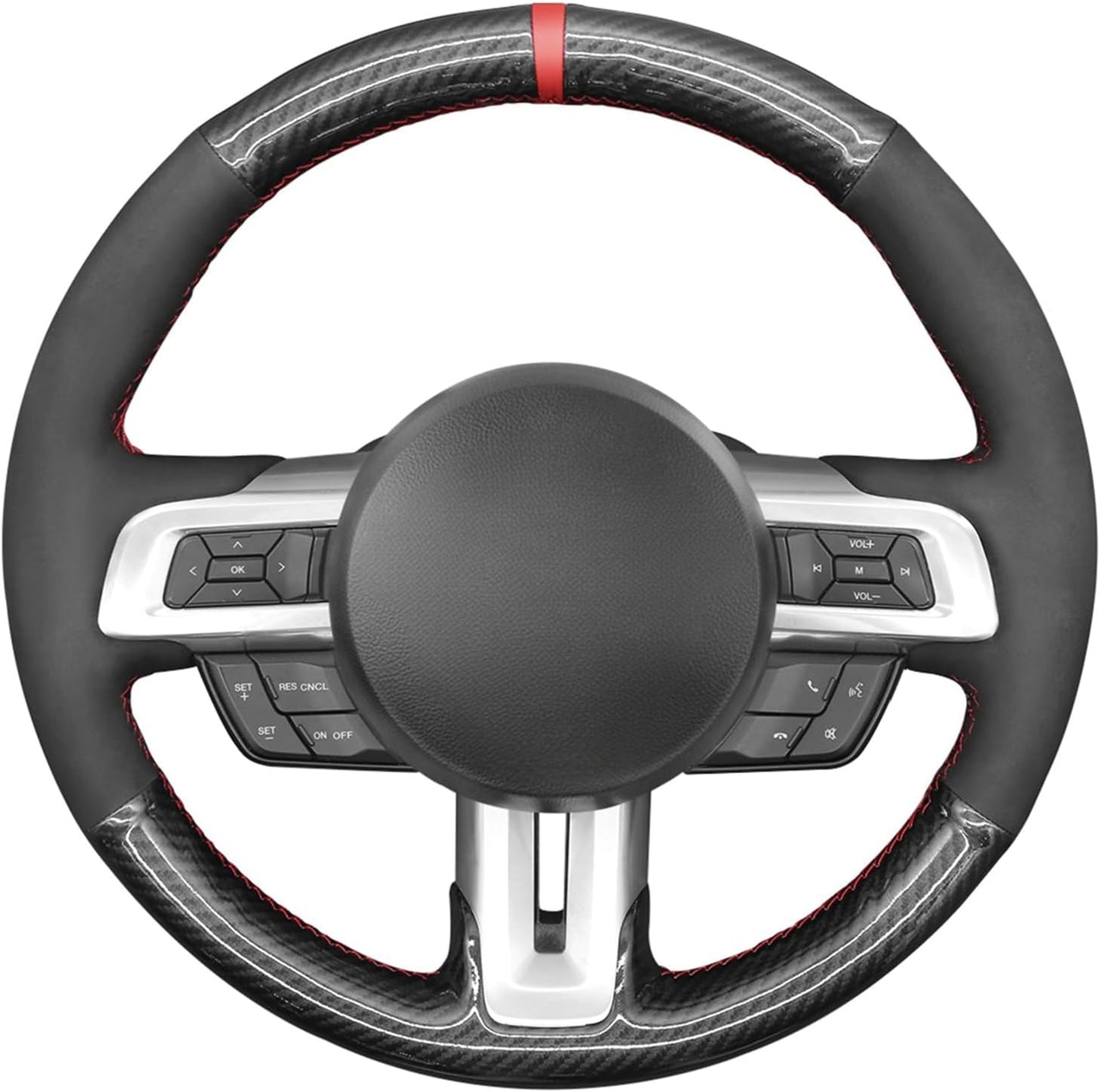 Loncky® Custom Hand Stitched Car OEM Leather Steering Wheel Cover for Ford Mustang 2015 2016 2017 2018 2019 2020 2021 2022 Interior Accessories