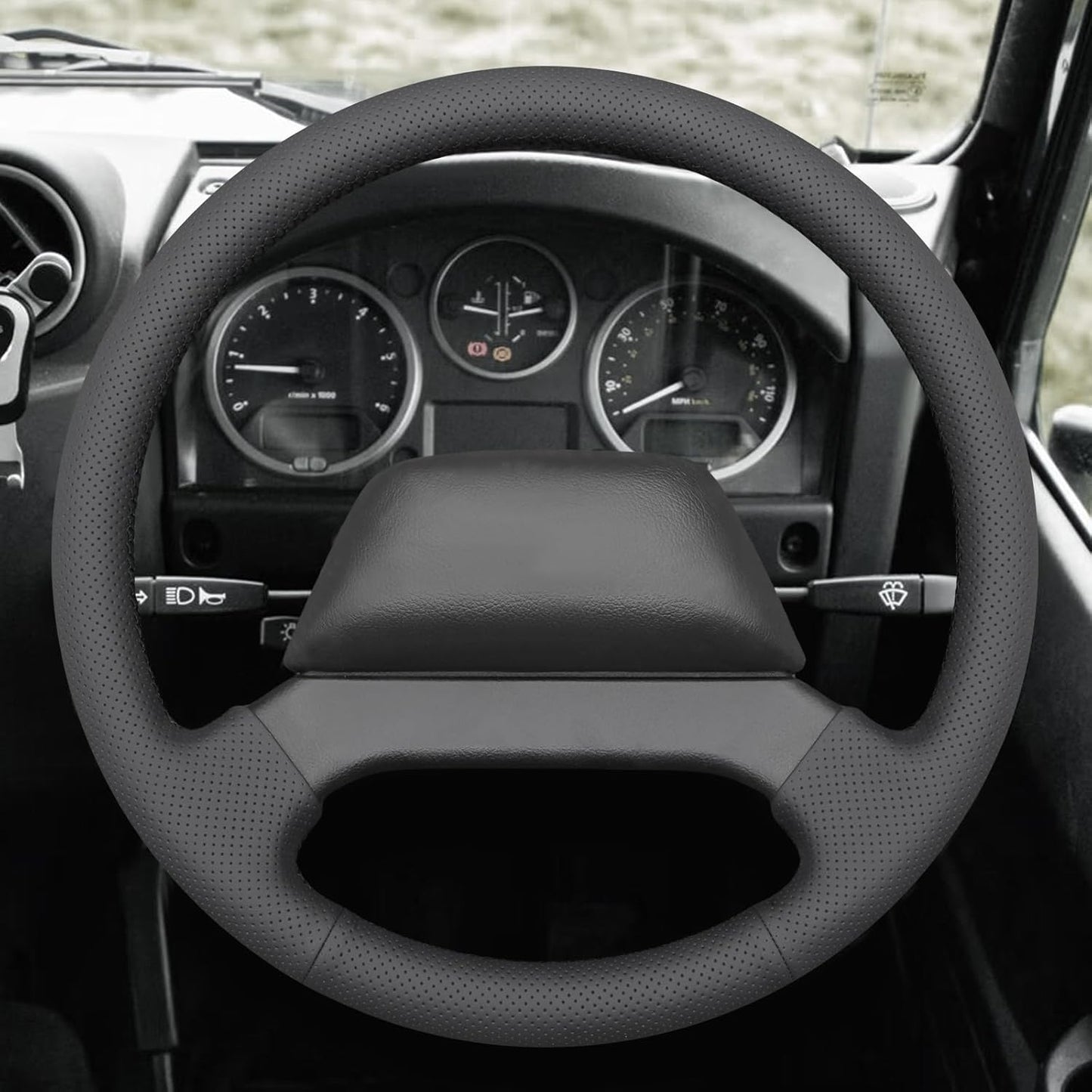 Loncky® Custom Hand Stitched Car OEM Leather Steering Wheel Cover for Land Rover Defender 2013 2014 2015 2016 2017 2018 Interior Accessories