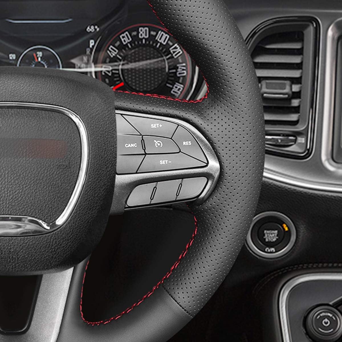 Loncky® Custom Hand Stitched Car OEM Leather Steering Wheel Cover for Dodge Dart 2013 2014 2015 2016 Interior Accessories