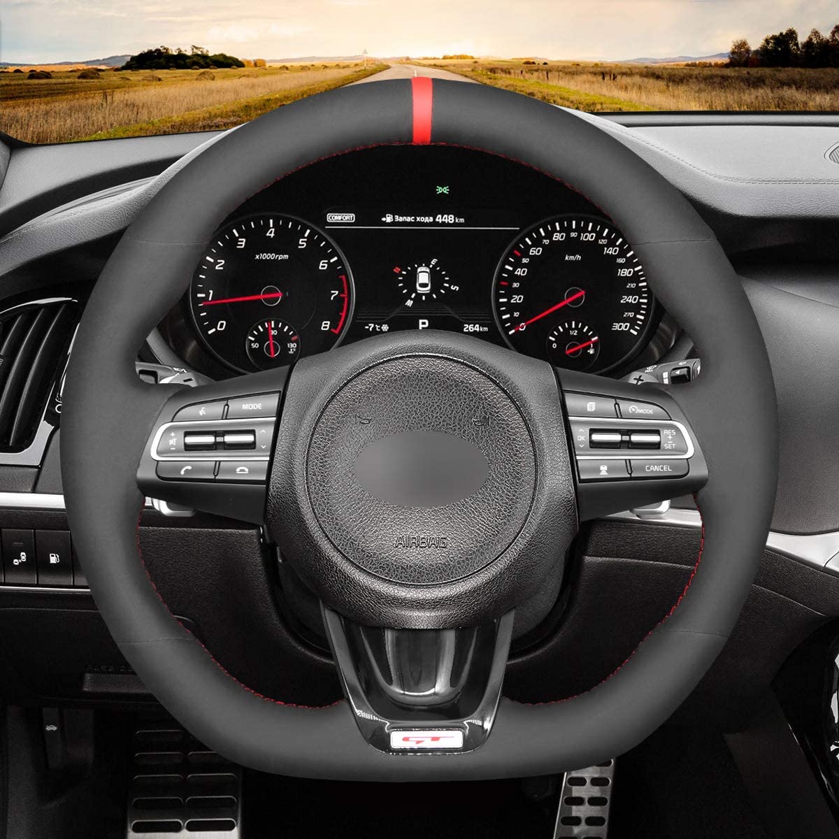 Loncky® Custom Hand Stitched OEM Leather Steering Wheel Cover for Kia Stinger GT GT1 GT2 GTS Stinger GT-Line 2018 2019 2020 2021 2022 Interior Accessories
