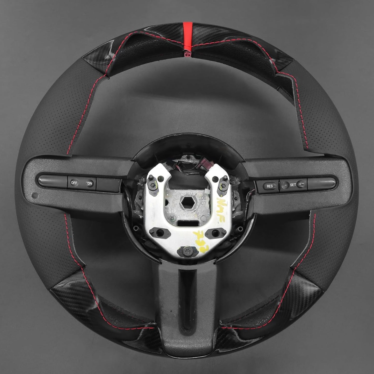 Loncky® Custom Hand Stitched Car OEM Leather Steering Wheel Cover for Ford Mustang GT 2005-2012 Interior Accessories