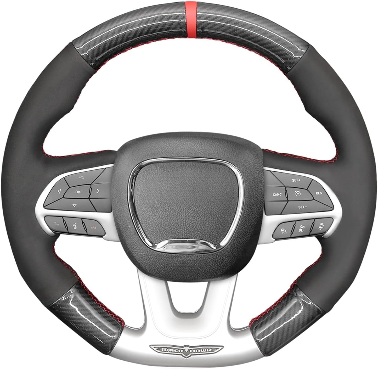 Loncky® Custom Hand Stitched Car OEM Leather Steering Wheel Cover for Dodge SRT Challenger Charger Durango 2015-2023 Interior Accessories