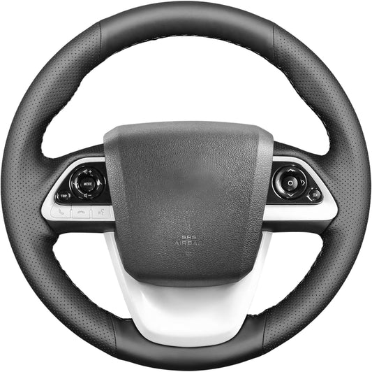 Loncky® Custom Hand Stitched OEM Leather Steering Wheel Cover for Toyota Prius 4 2016-2022 /Prius Prime 2017-2022 / Toyota Mirai 2016-2018 Interior Accessories