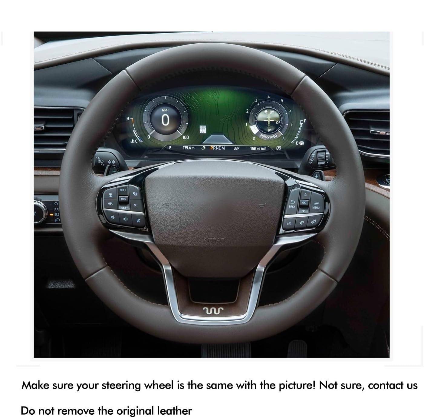 Loncky® Custom Hand Stitched Car OEM Leather Steering Wheel Cover for Ford Explorer 2020-2024 Interior Accessories