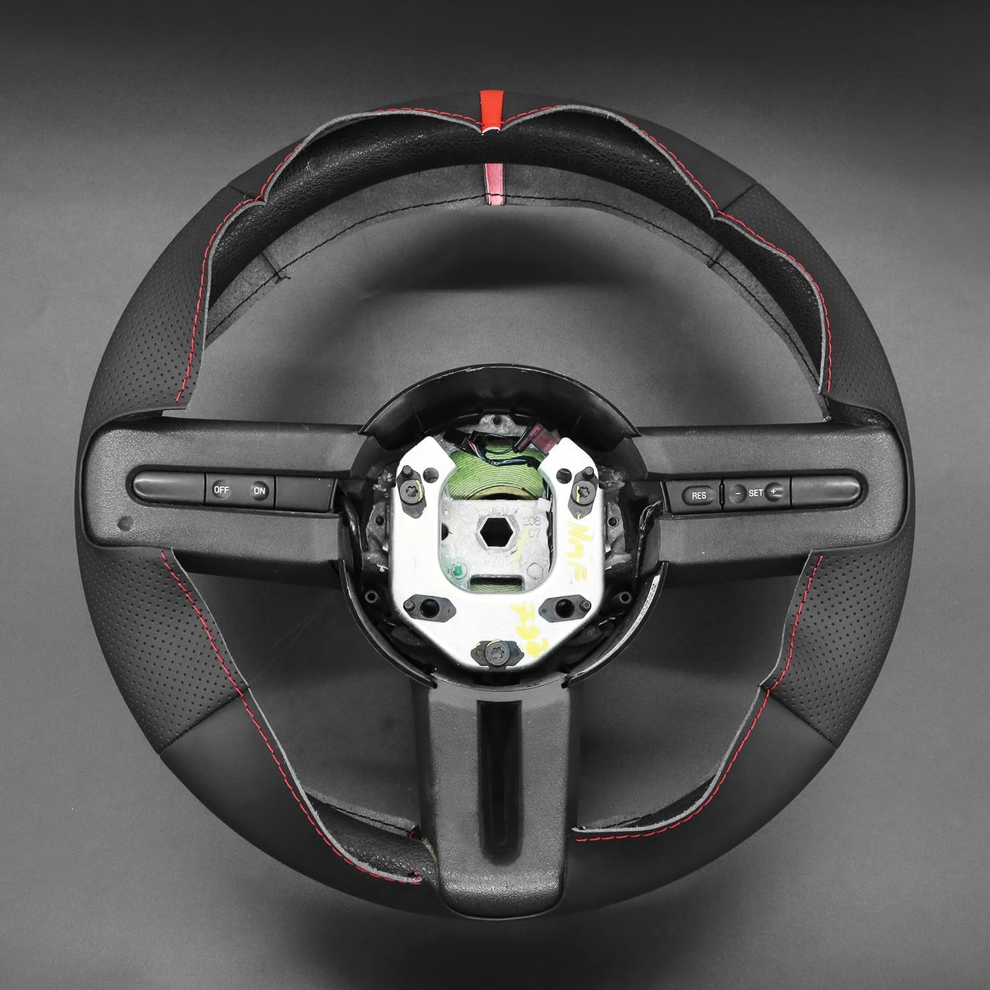 Loncky® Custom Hand Stitched Car OEM Leather Steering Wheel Cover for Ford Mustang GT 2005-2012 Interior Accessories