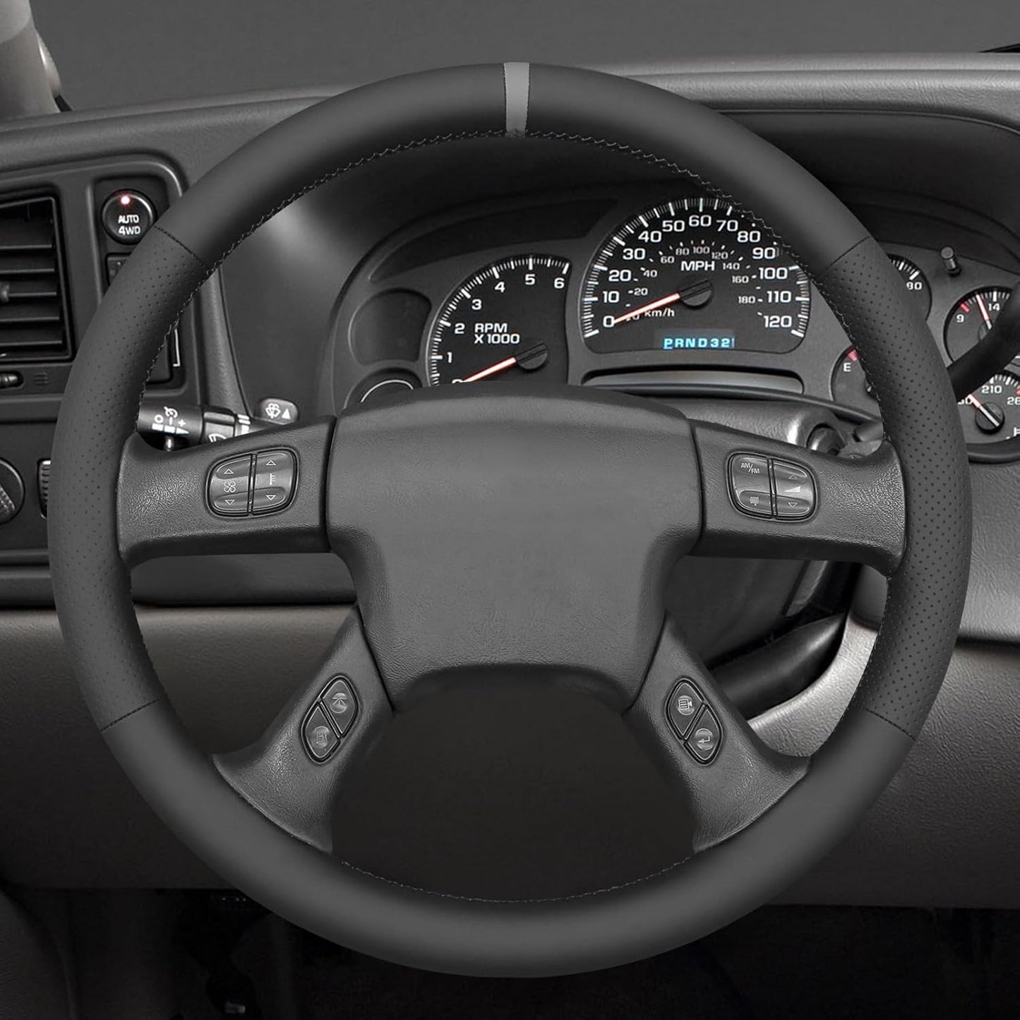 Loncky® Custom Hand Stitched Car OEM Leather Steering Wheel Cover for Chevrolet Silverado 1500/2500/ 3500 2003-2006/ Trailblazer/Silverado 1500 2500HD 3500 Classic 2007/ GMC Sierra 1500/ Envoy XL 2002-2006/ Yukon (Yukon XL)/ Envoy