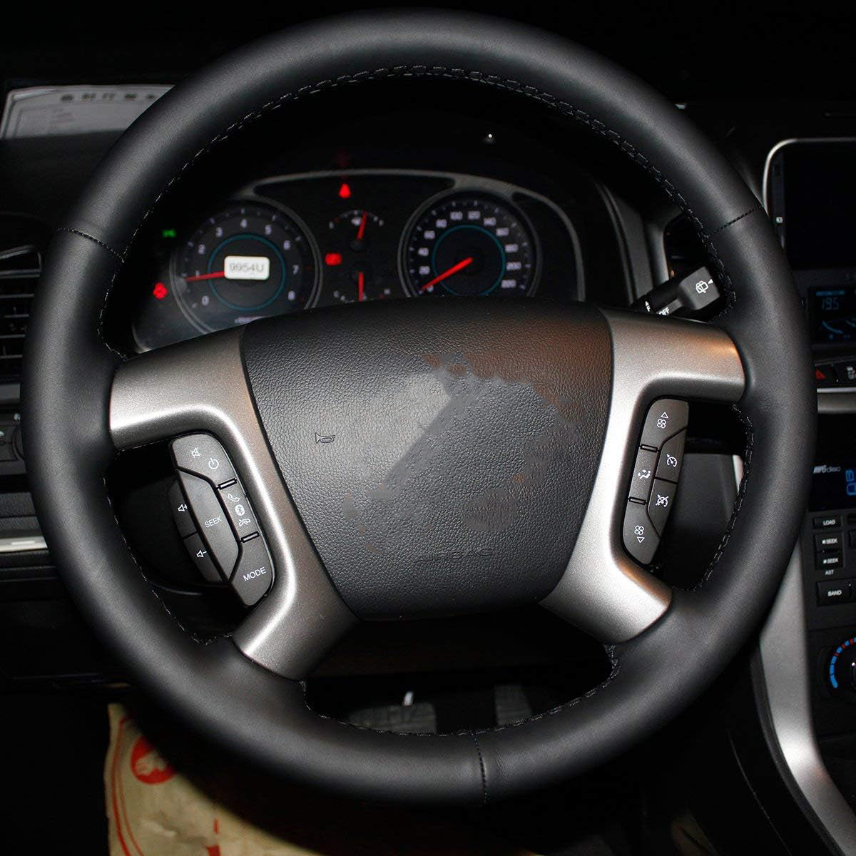 Loncky® Custom Hand Stitched OEM Leather Steering Wheel Cover for Chevrolet 2008-2013 Silverado 1500 /Silverado 2500 3500/2007-2014 Tahoe/2007-2014 Suburban 1500/2007-2013 Avalanche 1500/2009-2015 Traverse/Express Accessories